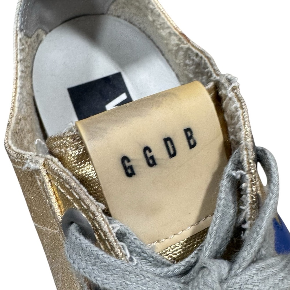 Authentic VStar2 Golden Goose Women’s Gold Sneakers with Blue Stars, Size 8 - Picture 7 of 8